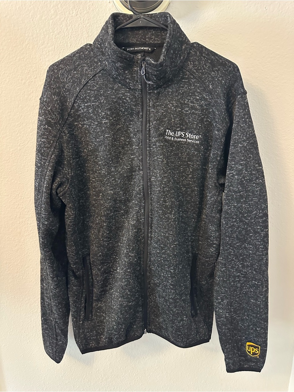 Port Authority “The UPS Store” Men's Dark Heather Black Full-Zip Sweater Jacket